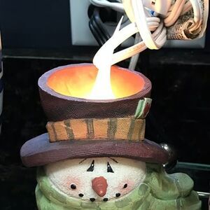 Crazy Mountain Snowman Head Electric Plug-in Candle Winter Holiday 3.75 in